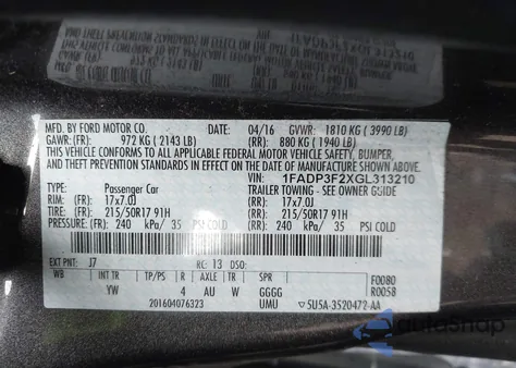 2016 Ford Focus Se from USA, damaged, VIN 1FADP3F2XGL313210